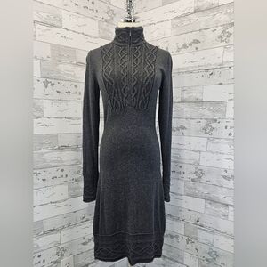 Athleta Sawtooth Sweater Dress Small Organic Cotton Wool Gray Long Sleeves